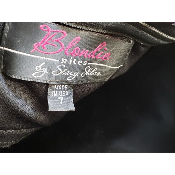 Blondie Cocktail Dress Womens Size 7 Purple Satin Beaded One Shoulder Back Zip - Picture 3 of 11